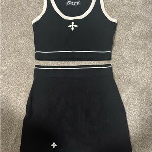 SMFK Black and White Women's Skirt Set